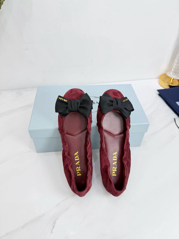 PRA 26SS Ballerines Suède Bourgogne 592396