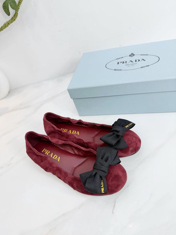 PRA 26SS Ballerines Suède Bourgogne 592396