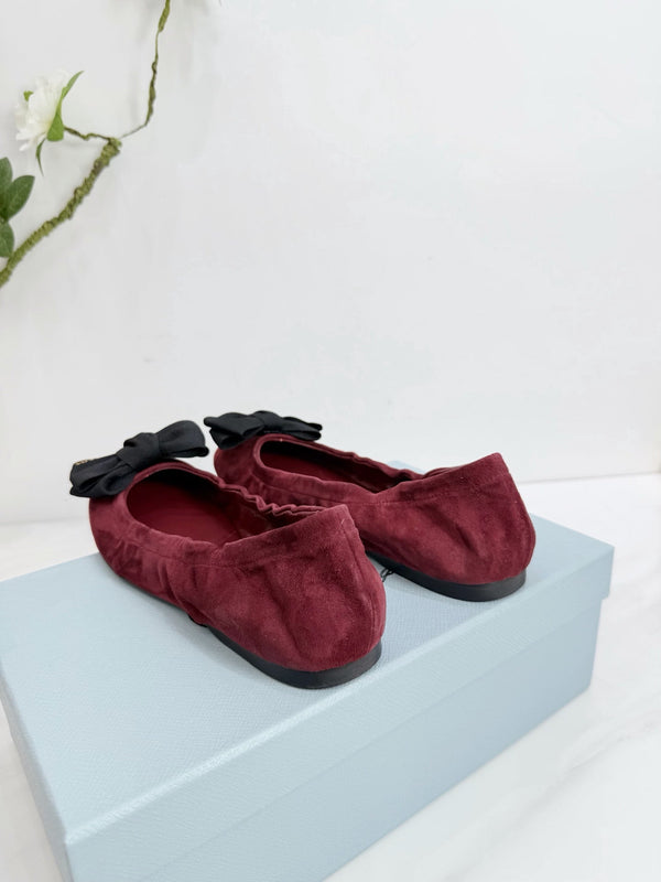 PRA 26SS Ballerines Suède Bourgogne 592396