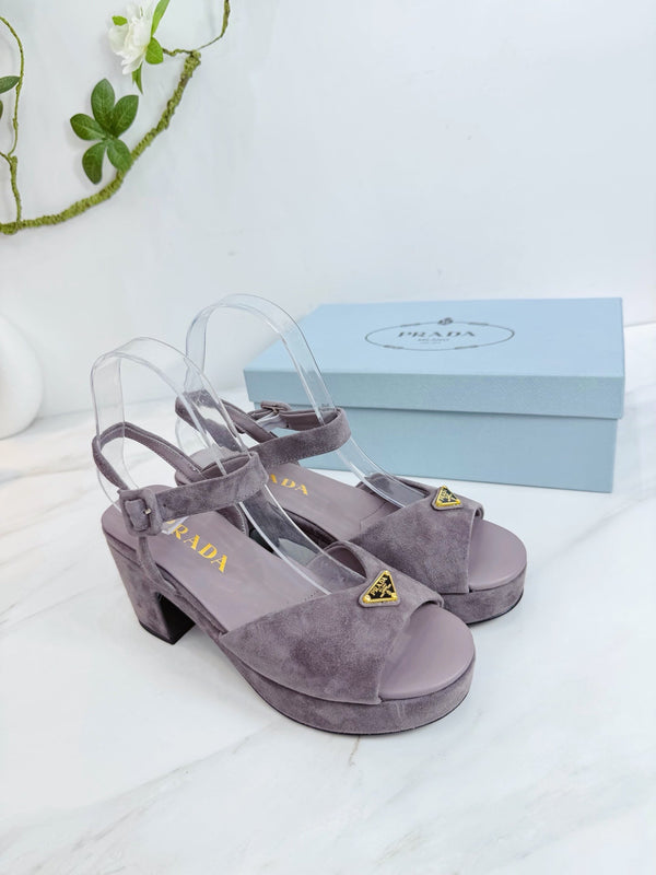 Sandales à plateforme PRA 26SS 75 Daim violet clair Peau de mouton 592390