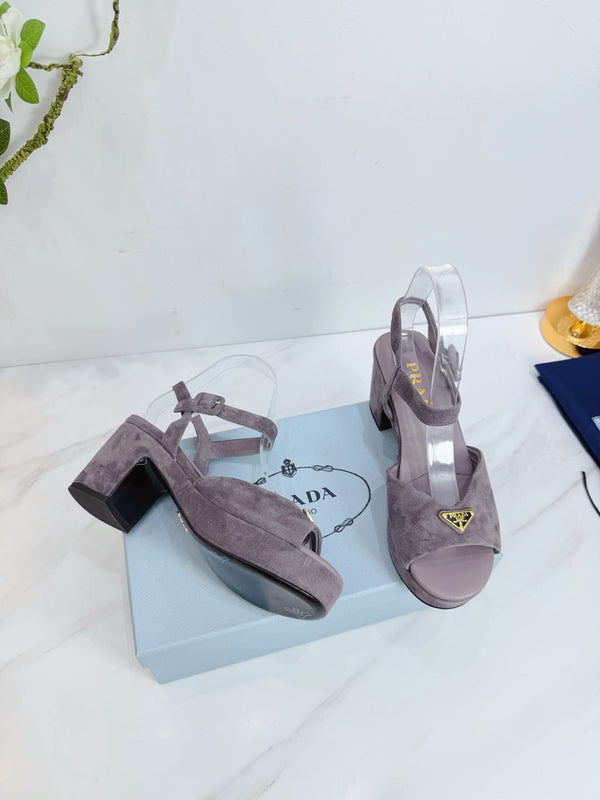 Sandales à plateforme PRA 26SS 75 Daim violet clair Peau de mouton 592390