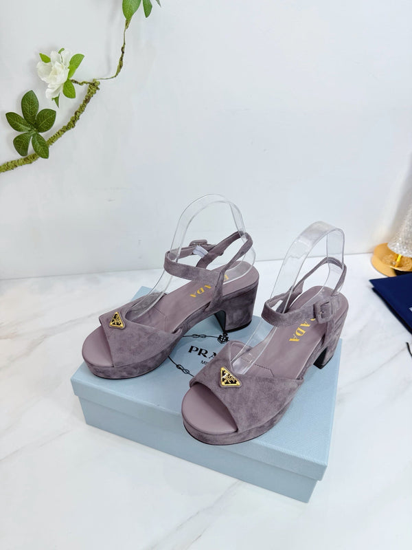 Sandales à plateforme PRA 26SS 75 Daim violet clair Peau de mouton 592390