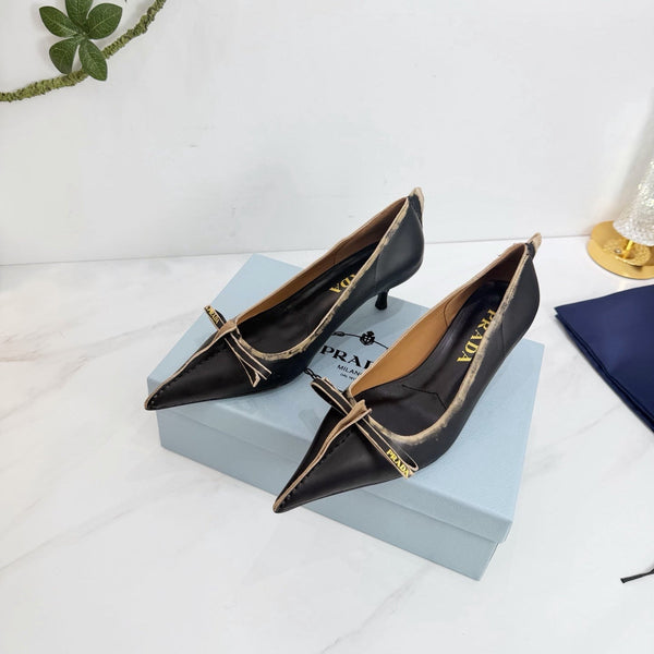 PRA 26SS Escarpins 55 Noir Beige Cuir de vachette 592405