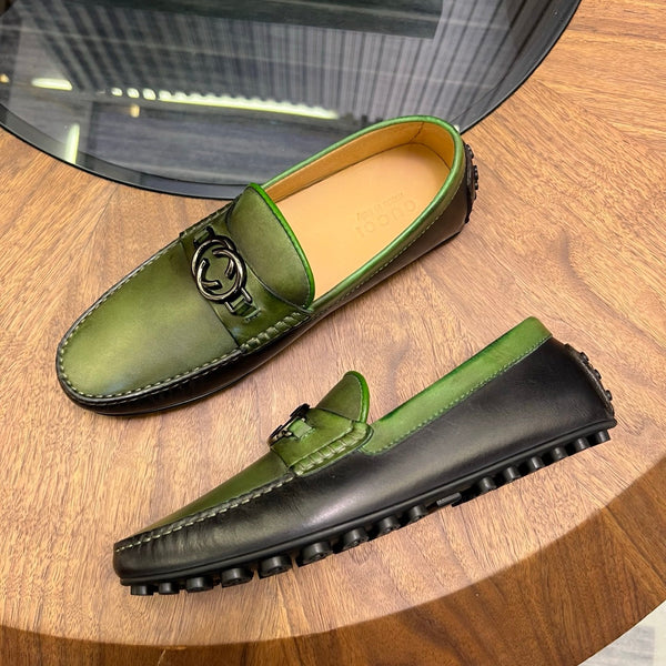 GG Men's Loafer Black mix Green Cowhide 731292