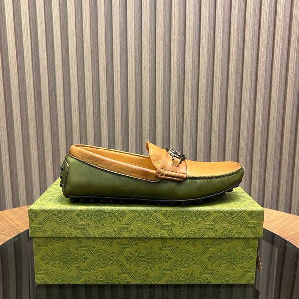 GG Men's Loafer Brown mix Green Cowhide 731297