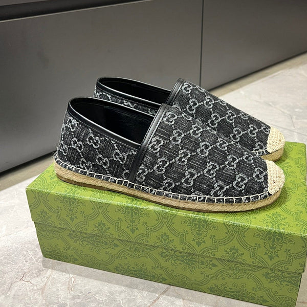 Mocassini espadrillas da uomo GG in denim nero 595985