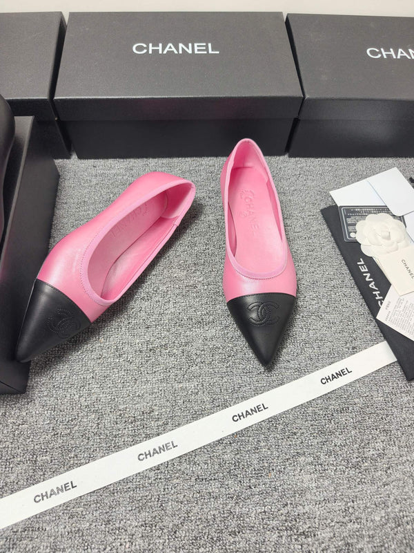 CC 26s Ballerine Cuir Noir Rose 681963