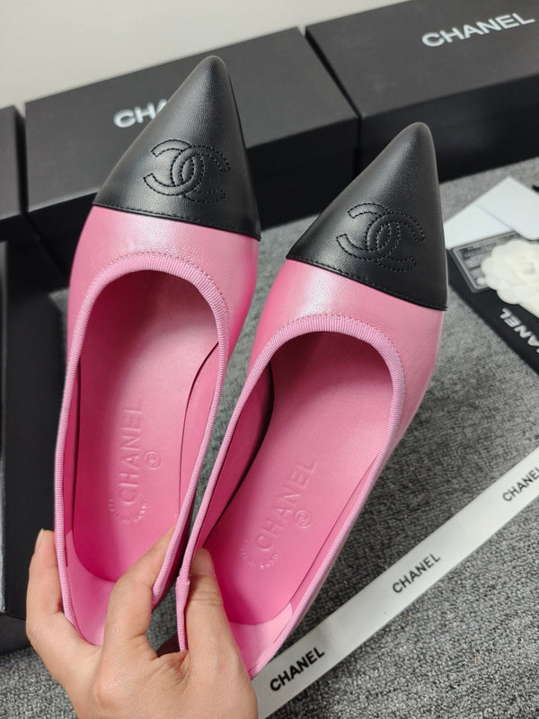 CC 26s Ballerine Cuir Noir Rose 681963