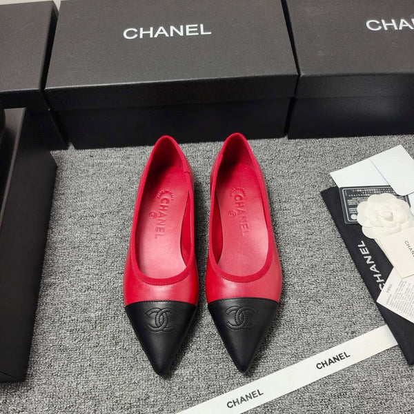 Ballerines CC 26s Cuir Noir Rouge 681964