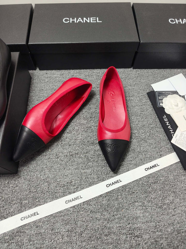 Ballerines CC 26s Cuir Noir Rouge 681964