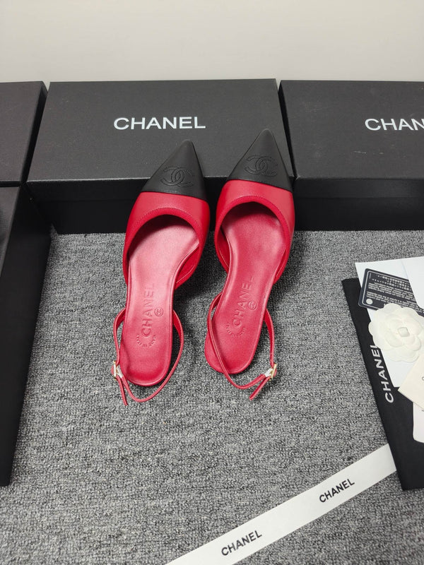 CC 26s Escarpins à Bride Arrière Noir Rouge Cuir 681972