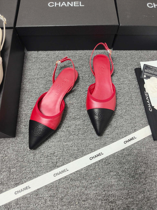 CC 26s Escarpins à Bride Arrière Noir Rouge Cuir 681972