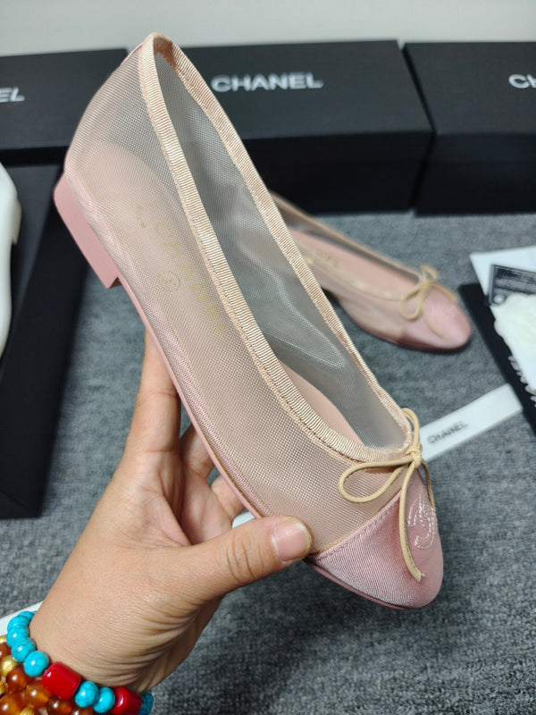 CC 26s Ballerine en maille rose clair Cuir d'agneau 681981