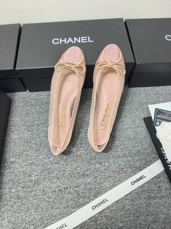 CC 26s Ballerine en maille rose clair Cuir d'agneau 681981