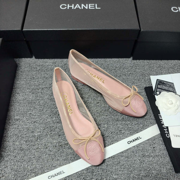 CC 26s Ballerine en maille rose clair Cuir d'agneau 681981