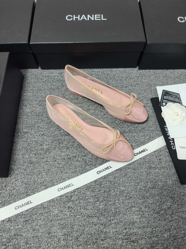CC 26s Ballerine en maille rose clair Cuir d'agneau 681981