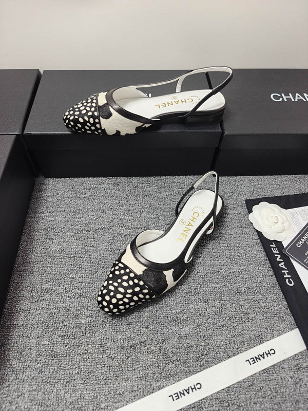 Mules CC SS 2026 Blanc Noir Cuir de veau Cuir d'agneau