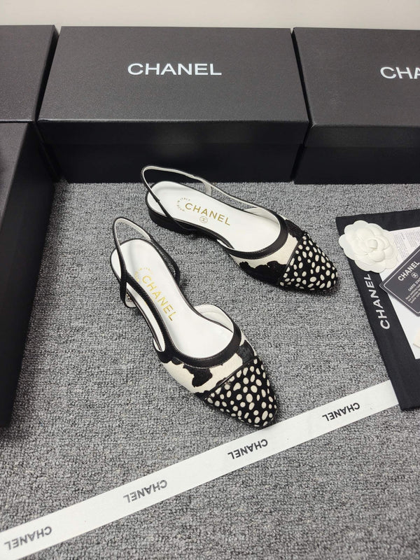 Mules CC SS 2026 Blanc Noir Cuir de veau Cuir d'agneau