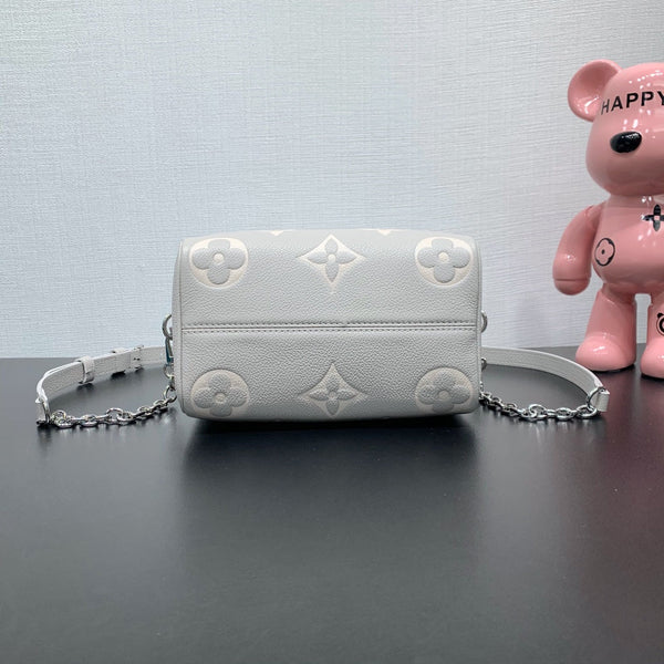 LV Speedy Bandouliere 20 Brume Grigio Monogram Empreinte Pelle 205495