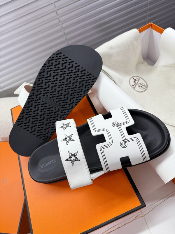 HM Chypre Sandal White Pattern Cowhide 205494