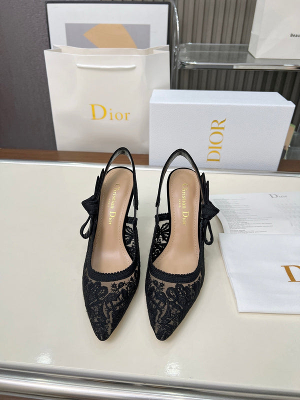CD 26s J'Adior Slingback Pumps Black Lace 153613