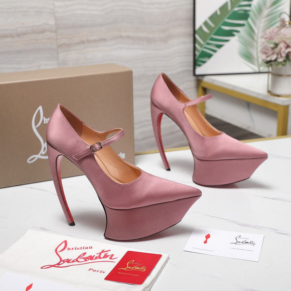 CL Matières Fécales Platform Pumps 15cm Pink Satin 637889