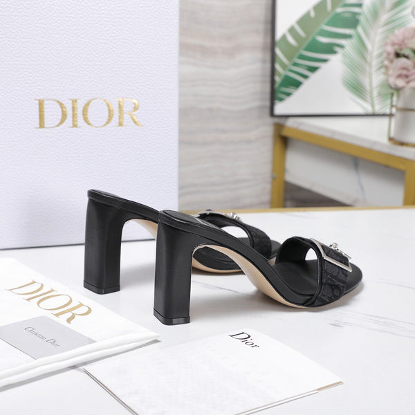 CD 26s D-Idole Mules 8.5cm Black Jacquard Calfskin 961312