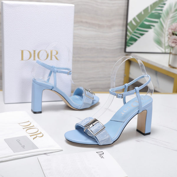 CD 26s D-Idole Heeled Sandals 8.5cm Light Blue Jacquard Calfskin 961314