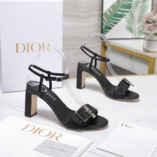 CD 26s D-Idole Heeled Sandals 8.5cm Black Jacquard Calfskin 961315