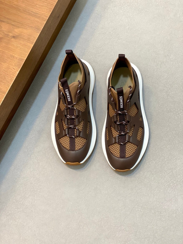 Sneaker Katana da uomo HM in pelle di vitello marrone 620162