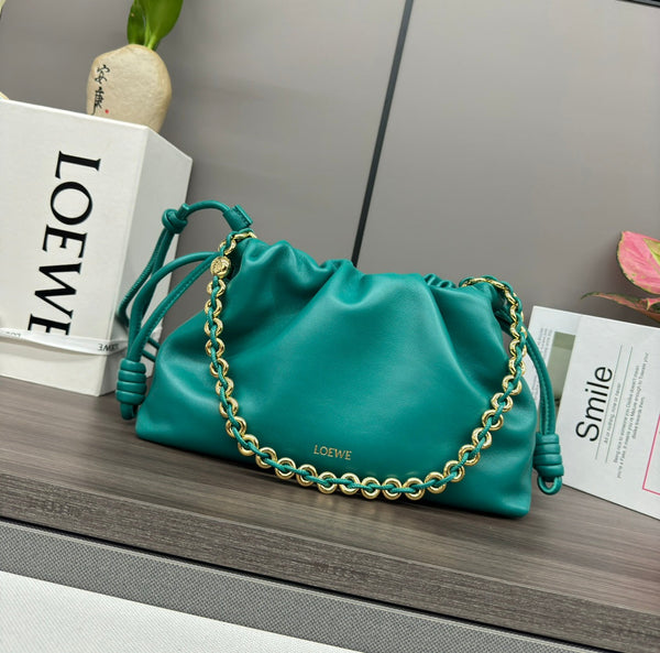 Loewe Flamenco Purse 30 Turquoise Blue Lambskin Ghw