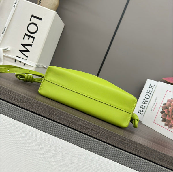 LOE 23 MINI FLAMENCO PURSE BAG IN GREEN CHARTREUSE NAPPA LAMBSKIN