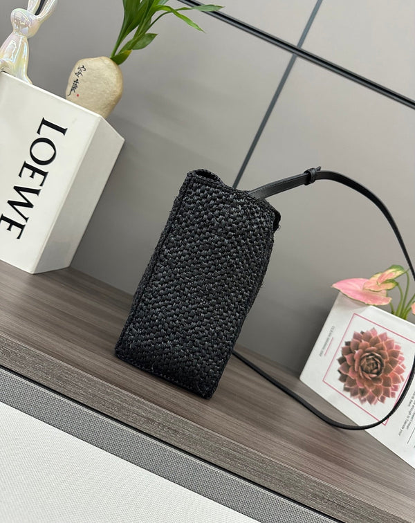 Cabas Loewe petit format en raphia noir