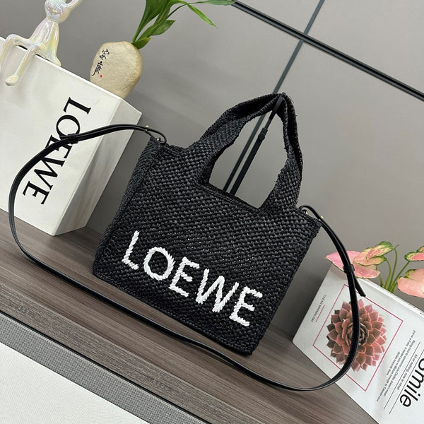 Cabas Loewe petit format en raphia noir