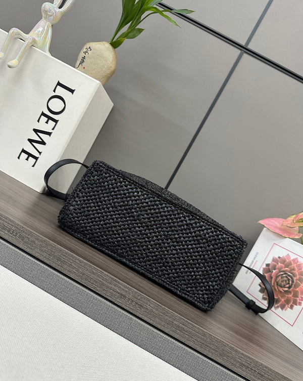 Cabas Loewe petit format en raphia noir