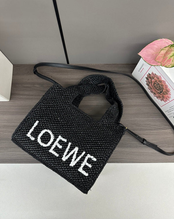 Cabas Loewe petit format en raphia noir
