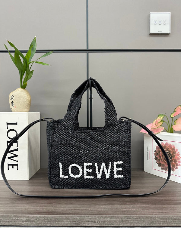 Cabas Loewe petit format en raphia noir