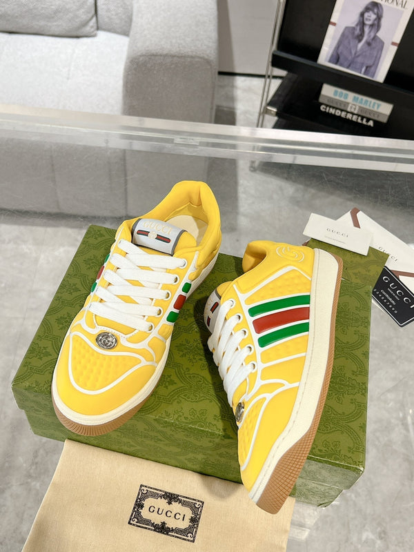 SNEAKER IN PELLE DI VITELLO COLORATA MIX GIALLO BRILLANTE