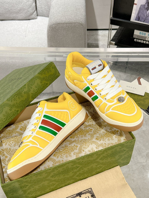 SNEAKER IN PELLE DI VITELLO COLORATA MIX GIALLO BRILLANTE