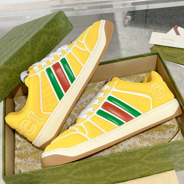 SNEAKER IN PELLE DI VITELLO COLORATA MIX GIALLO BRILLANTE