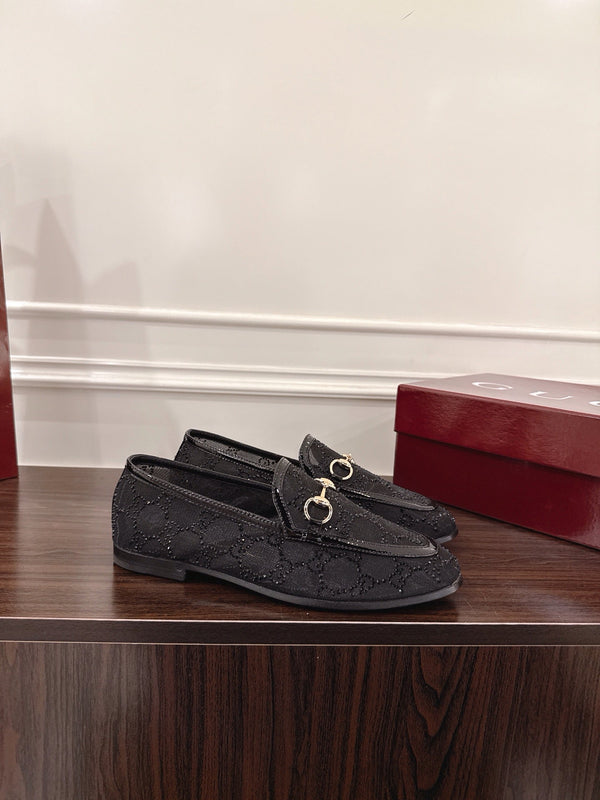GG Jordaan Loafer Black Mesh With Crystal