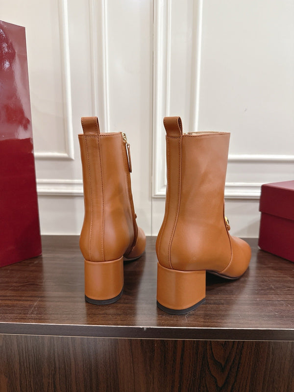 Gucci Horsebit Chunky Heel Ankle Boots Brown Cowhide 490561