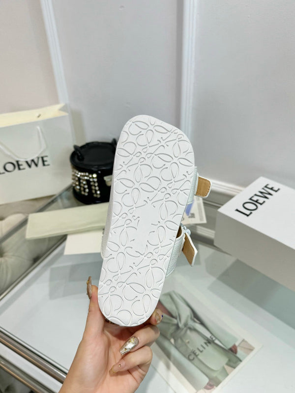Loewe Ease Leather Slide Bianco Pelle di pecora