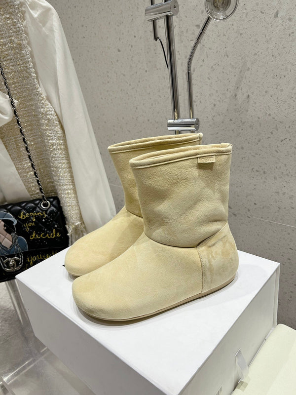 Stivali Loewe Lago in pelle scamosciata color latte di burro 435624