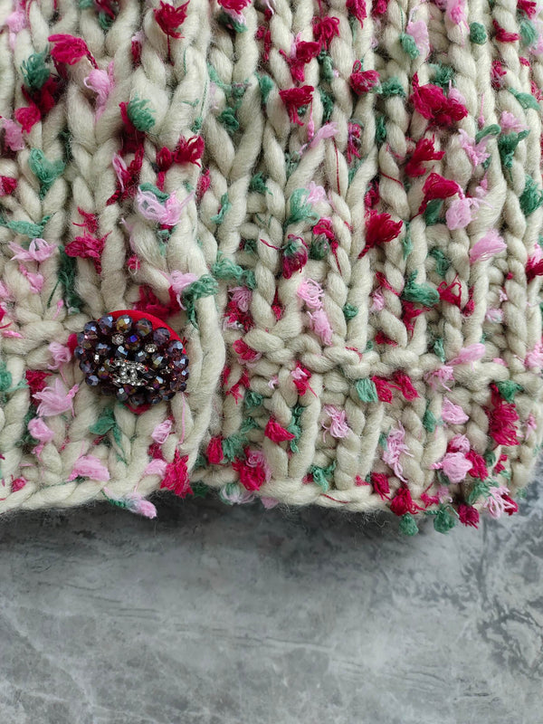 Gilet cardigan Chanel 2025 en cachemire multicolore tricoté à la main 327001