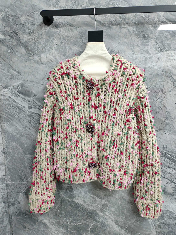 Chanel 2025 Cardigan Multicolore en Cachemire Crocheté à la Main 327002
