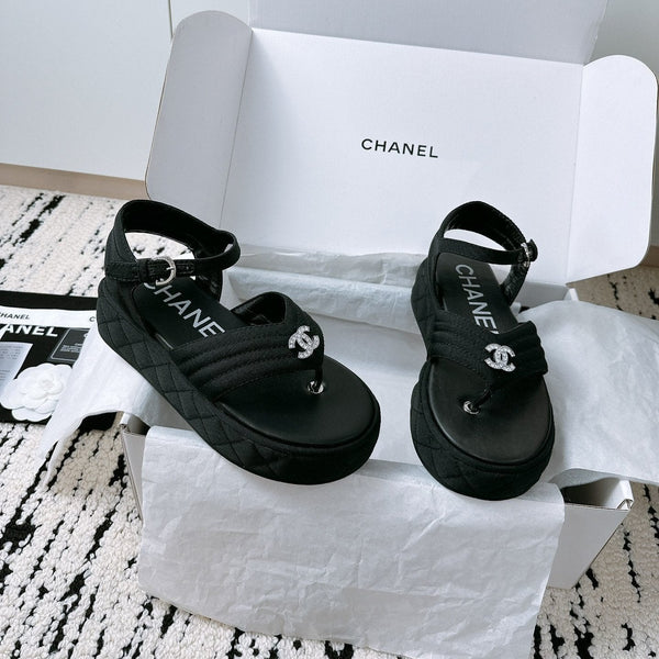 CC Sandals In Black Denim Fabric 144524