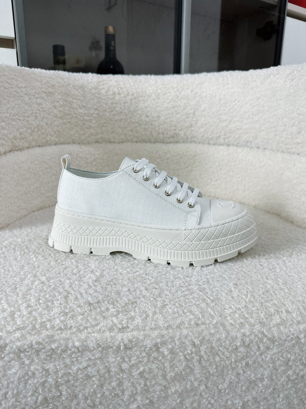 Baskets montantes CC en coton blanc et caoutchouc 696672