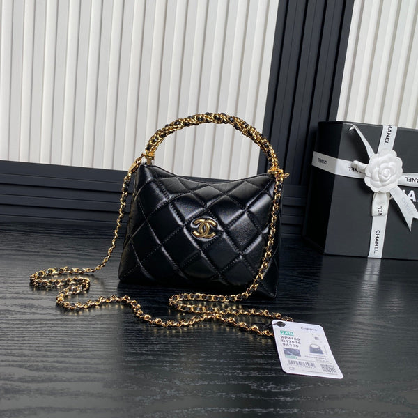 Sac Hobo CC 24B Cuir de veau noir 286206