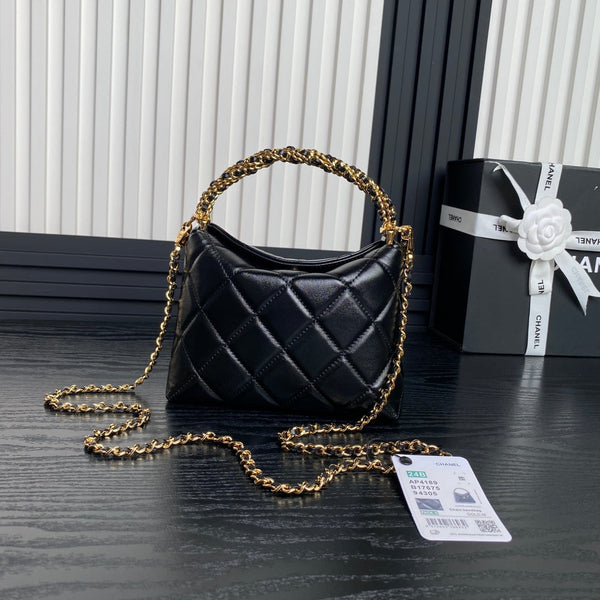 Sac Hobo CC 24B Cuir de veau noir 286206